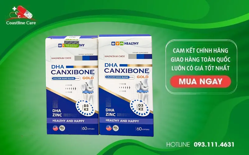 DHA CANXIBONE GOLD Hỗ trợ giảm thiểu nguy cơ thiếu hụt canxi, loãng xương