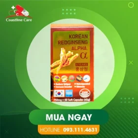 Korean Redginseng Alpha – Hỗ Trợ Giảm Mệt Mỏi (Hộp 60 viên)