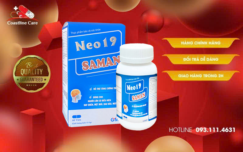 NEO 19 SAMAN - Hỗ Trợ Giảm Đau Đầu, Tăng Cường Trí Nhớ (Hộp 60 viên) 1 Neo 19 Saman hỗ trợ tăng cường trí nhớ