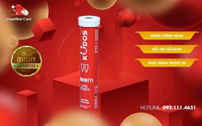 Viên Sủi Kudos Immunity Boost Extra Strength bổ sung khoáng chất