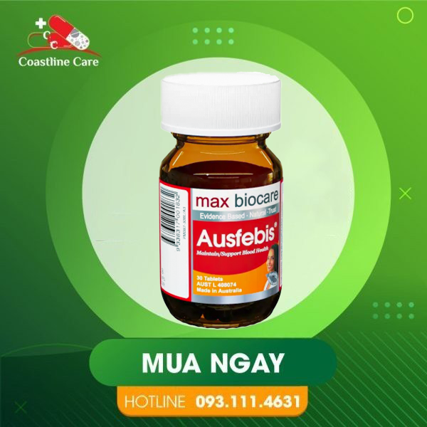 Ausfebis-1 Ausfebis Hỗ trợ bổ sung sắt, axit folic và vitamin C, giúp giảm nguy cơ thiếu máu do thiếu sắt