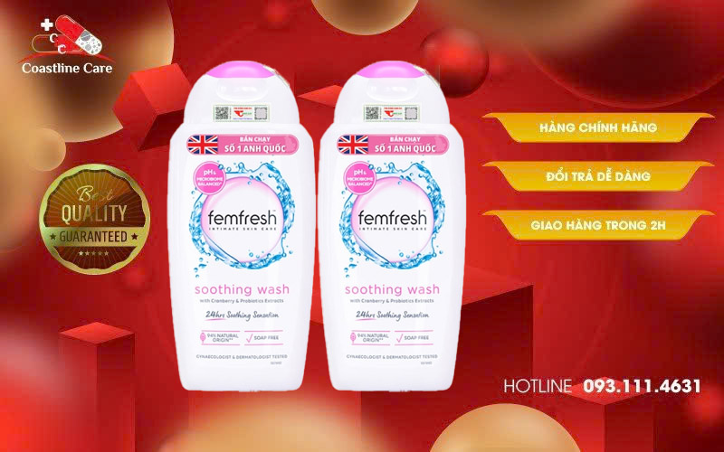 Dung dịch vệ sinh phụ nữ Femfresh Soothing Wash làm sạch vi khuẩn vùng kín