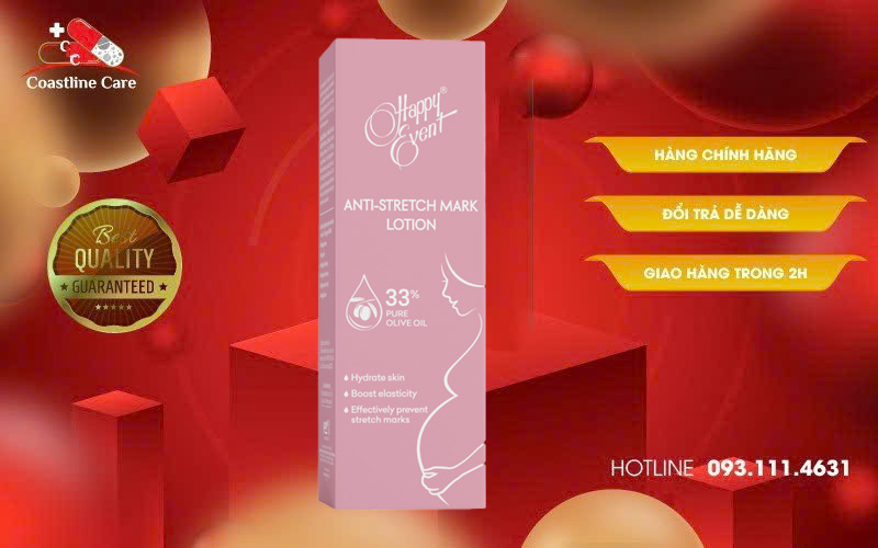 Sữa dưỡng ẩm Happy Event Anti-Stretch Mark Lotion ngăn ngừa rạn da cho bà bầu