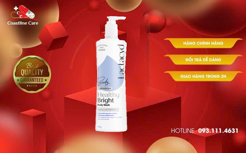 Sữa tắm Lactacyd Healthy Bright Body Wash cung cấp độ ẩm, dưỡng da mềm mịn