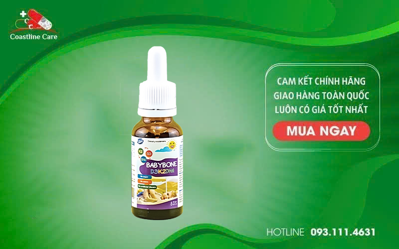Babybone D3K2DHA bổ sung vitamin D3, vitamin K2