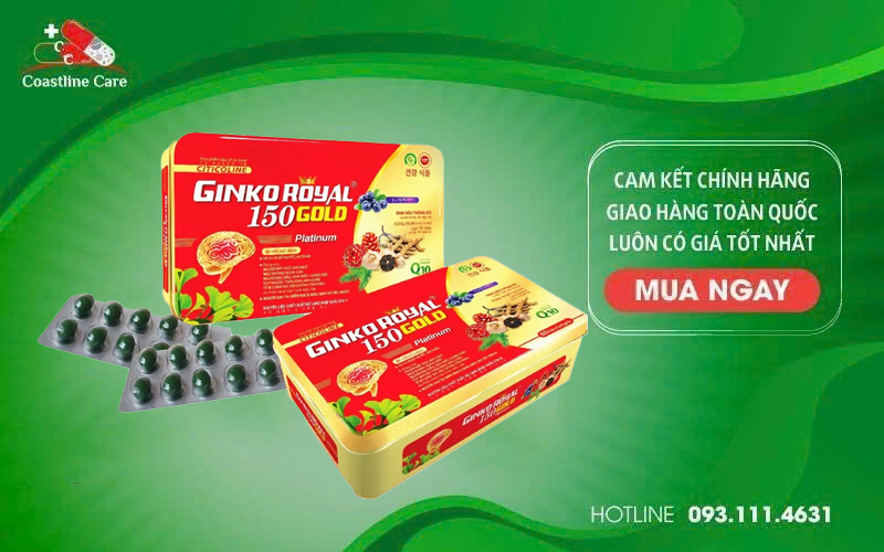 Ginko Royal 150 Gold - Hỗ Trợ Hoạt Huyết & An Thần (Hộp 60 Viên) 2 Thuốc Ginko Royal 150 Gold hỗ trợ điều trị thiểu năng tuần hoàn não