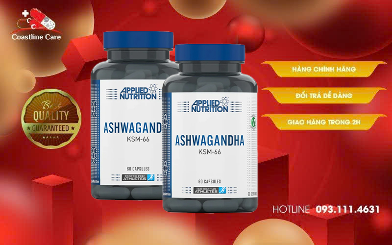 Ashwagandha KSM-66 - Hỗ Trợ Tăng Cường Sức Đề Kháng (Hộp 60 Viên) 1 Applied Nutrition Ashwagandha KSM-66 tăng cường sức khỏe