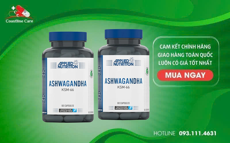 Ashwagandha KSM-66 - Hỗ Trợ Tăng Cường Sức Đề Kháng (Hộp 60 Viên) 2 Applied Nutrition Ashwagandha KSM-66 tăng cường sức đề kháng