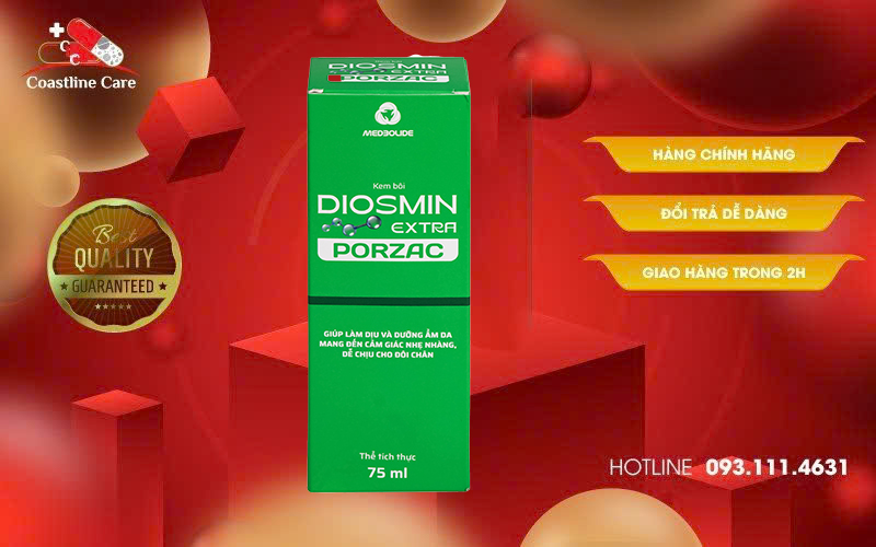 Kem bôi Diosmin Extra Porzac phòng ngừa suy giãn tĩnh mạch