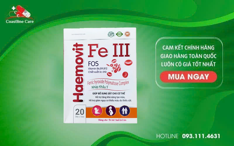 Haemovit Fe III hỗ trợ giảm nguy cơ thiếu máu do thiếu sắt