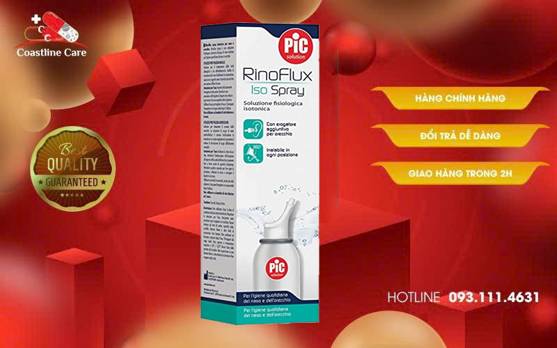 Dung Dịch Xịt Mũi RinoFlux Iso Spray giảm nghẹt mũi, khô mũi