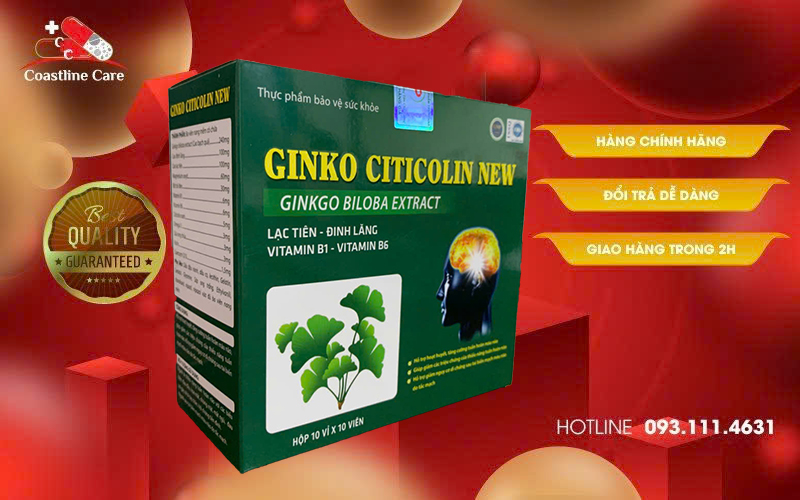thuốc Ginko Citicolin New giảm các triệu chứng do thiểu năng tuần hoàn não