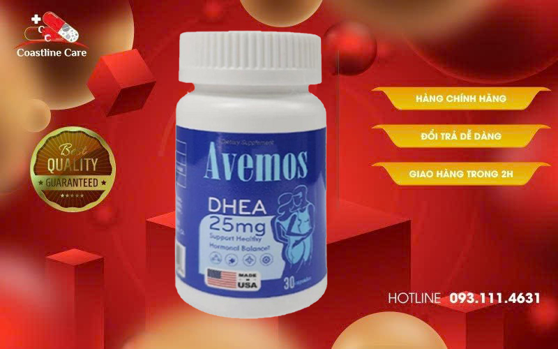 Avemos DHEA 25mg hỗ trợ tăng cường nội tiết tố