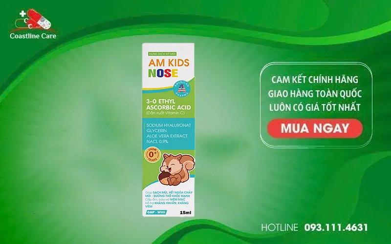 AM Kids Nose - Hỗ Trợ Cải Thiện Nghẹt Mũi Ở Trẻ (Hộp 15ml) 2 AM Kids Nose làm sạch khoang mũi