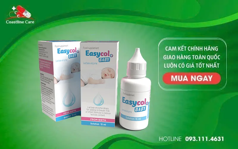 Easycol Baby giảm các triệu chứng rối loạn tiêu hóa do không dung nạp lactose