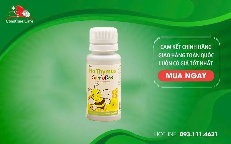 Hothymus Sanfobee - Hỗ Trợ Giảm Ho (Hộp 60ml) 2 Hothymus Sanfobee hỗ trợ giảm triệu chứng ho do viêm họng