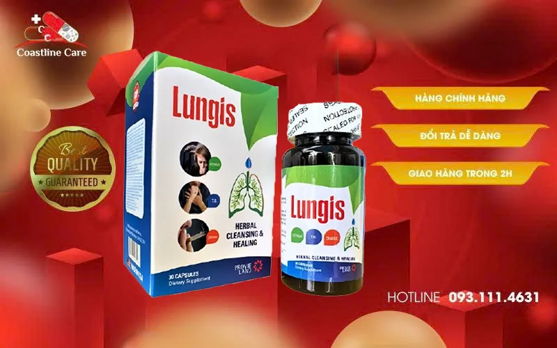Lungis - Hỗ Trợ Thanh Lọc Phổi (Hộp 30 Viên) 1 Lungis hỗ trợ phòng tránh nguy cơ mắc bệnh phổi tắc nghẽn mãn tính, viêm phổi