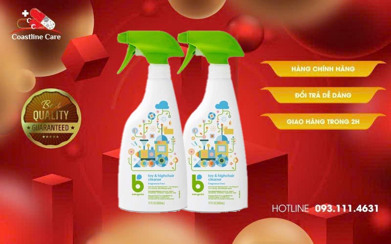 Chai xịt vệ sinh Đồ chơi & Bề mặt đa năng Organic Babyganics Toy & High Chair Cleaner Spray an toàn cho bé