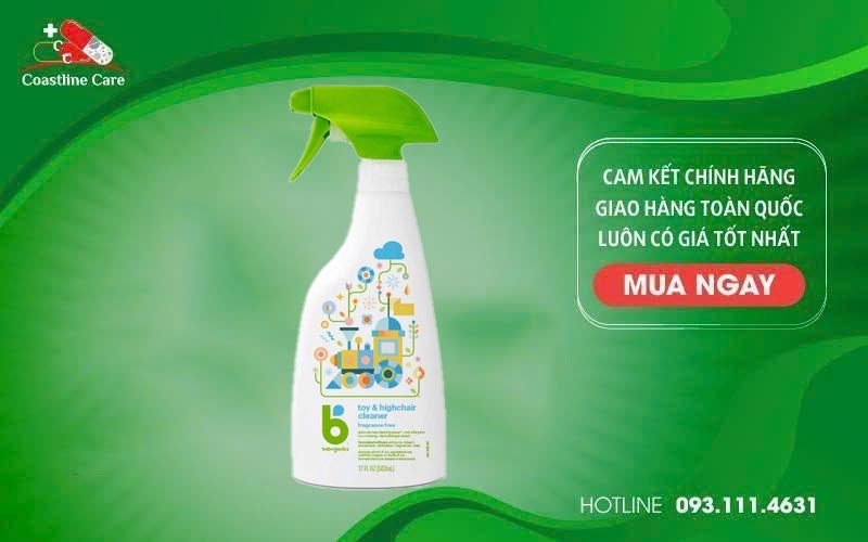 Chai xịt vệ sinh Đồ chơi & Bề mặt đa năng Organic Babyganics Toy & High Chair Cleaner Spray làm sạch đồ chơi cho bé