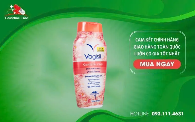Vagisil Scentsitive Scents Daily Intimate Wash Peach Blossom duy trì cân bằng pH âm đạo