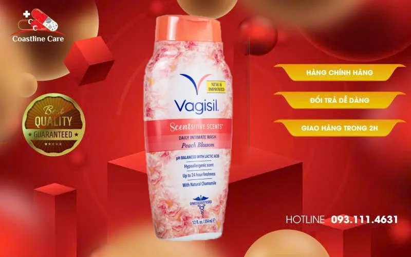 Vagisil Scentsitive Scents Daily Intimate Wash Peach Blossom làm sạch nhẹ nhàng