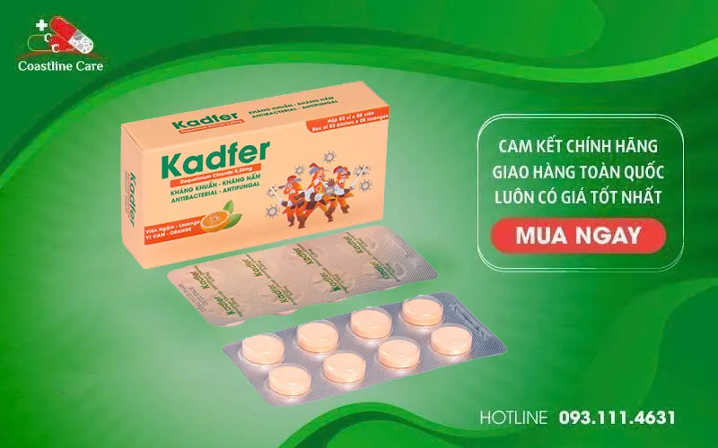 Viên ngậm Kadfer điều trị viêm họng