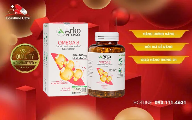 Arkopharma Arkogelules Omega 3 bảo vệ tim mạch