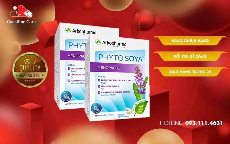 Arkopharma Phyto Soya Menopause hỗ trợ giảm triệu chứng đổ mồ hôi