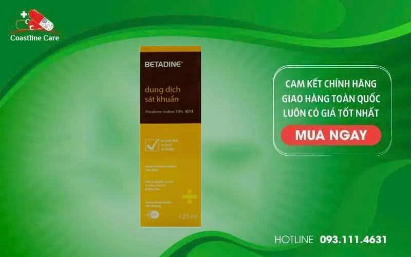 Betadine Antiseptic Solution 125ml hỗ trợ vệ sinh cá nhân
