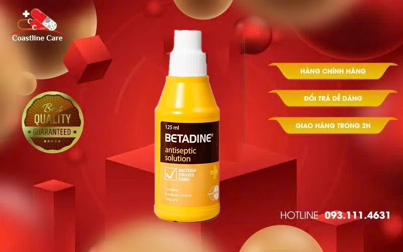 Betadine Antiseptic Solution 125ml ngăn ngừa nhiễm khuẩn vết thương sau phẫu thuật