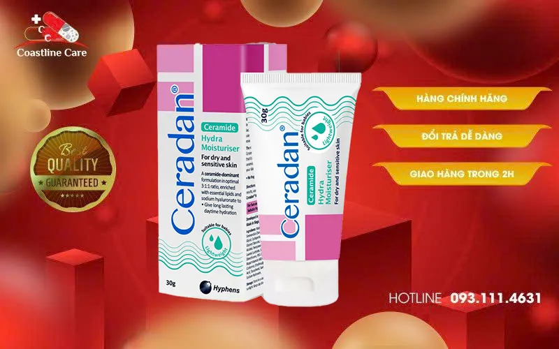 Ceradan Ceramide Hydra Moisturiser tuýp 30g duy trì độ ẩm cho da