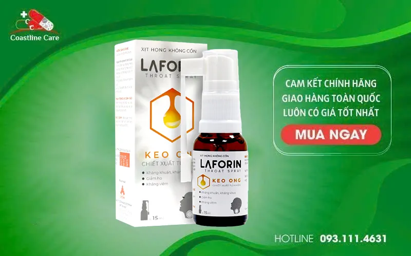 Xịt Họng Keo Ong Laforin - Hỗ Trợ Làm Sạch Khoang Miệng (Hộp 15ml) 2 Xịt họng keo ong Laforin làm sạch khoang miệng và họng